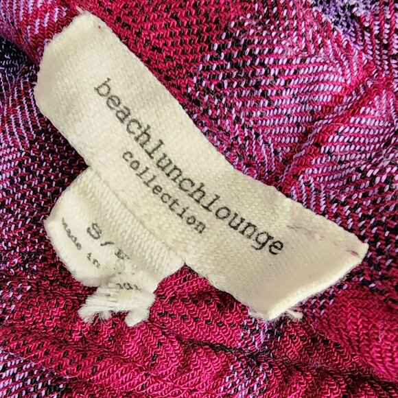 BEACH LUNCH LOUNGE Plaid Button Down Shirt in Purple and Pink | Long Sleeve Top - Picture 6 of 7